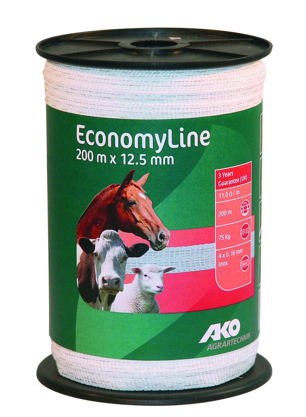 Taśma ogrodzeniowa ECONOMY 200m x 12,5mm biała Kerbl - Cavalo